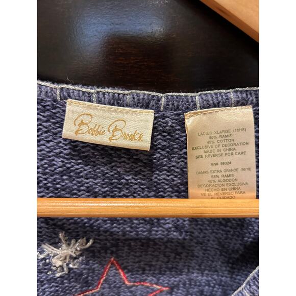 Ladies Bobbie Brooks Sweater Vest Holiday Zipper Front Mittens Star Size XL - Picture 3 of 8